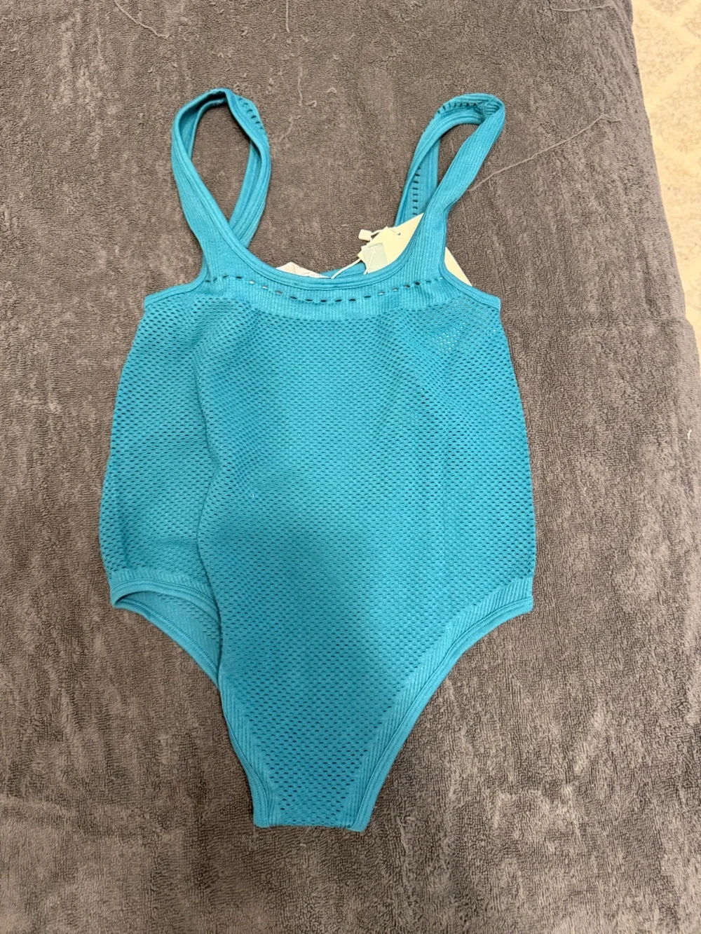 Zara Teal Seamless Knit Tank bodysuit
